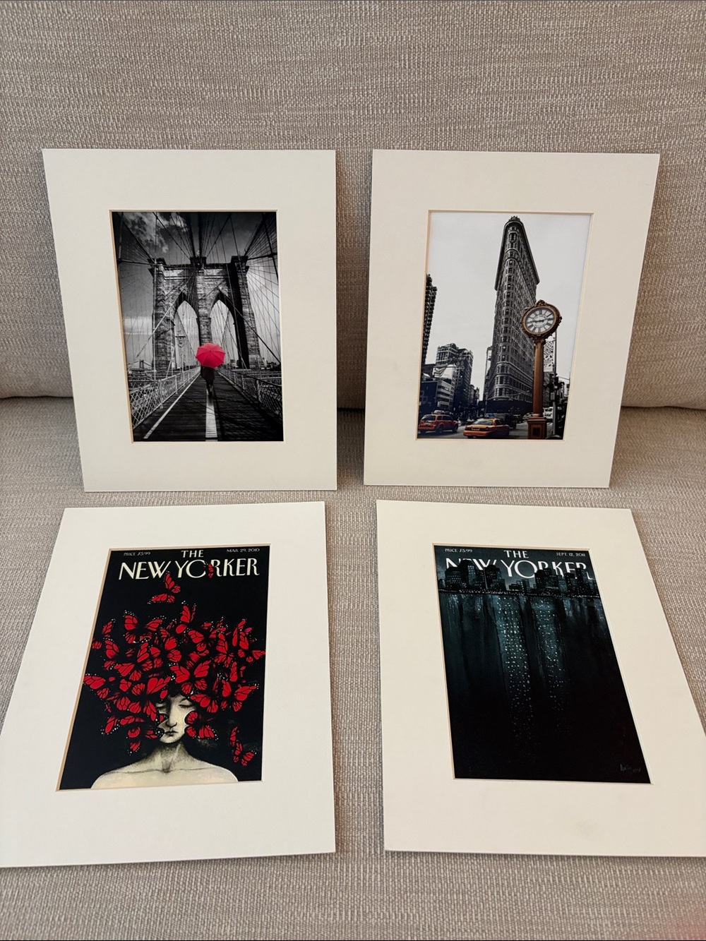 New Yorker Magazine and New York landmark prints purchased in NYC, set of 4